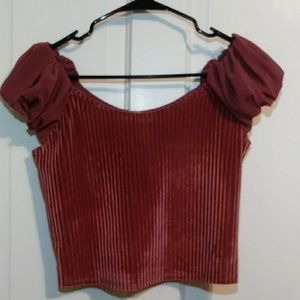 Mauve Cropped Off the Shoulder Top